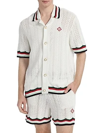 Sporty Faux Crochet Cotton Shirt