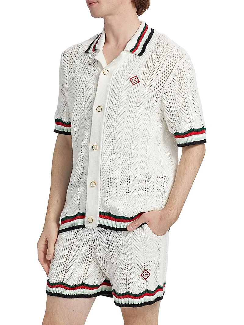 Sporty Faux Crochet Cotton Shirt