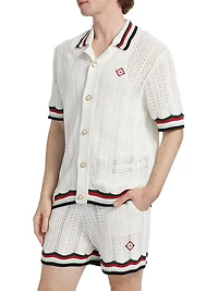 Sporty Faux Crochet Cotton Shirt