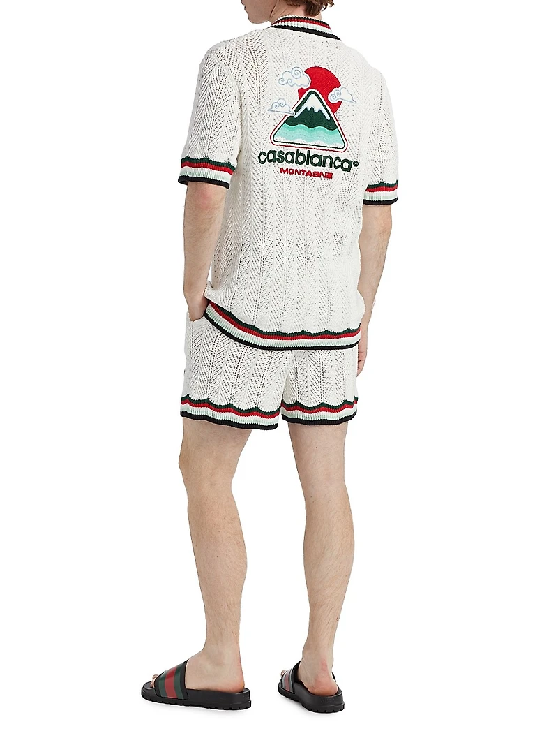 Sporty Faux Crochet Cotton Shirt
