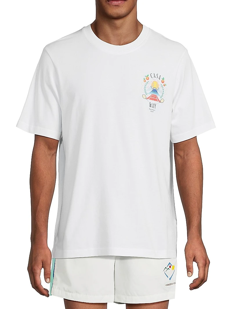 Casa Way Mountain-Print Cotton T-Shirt