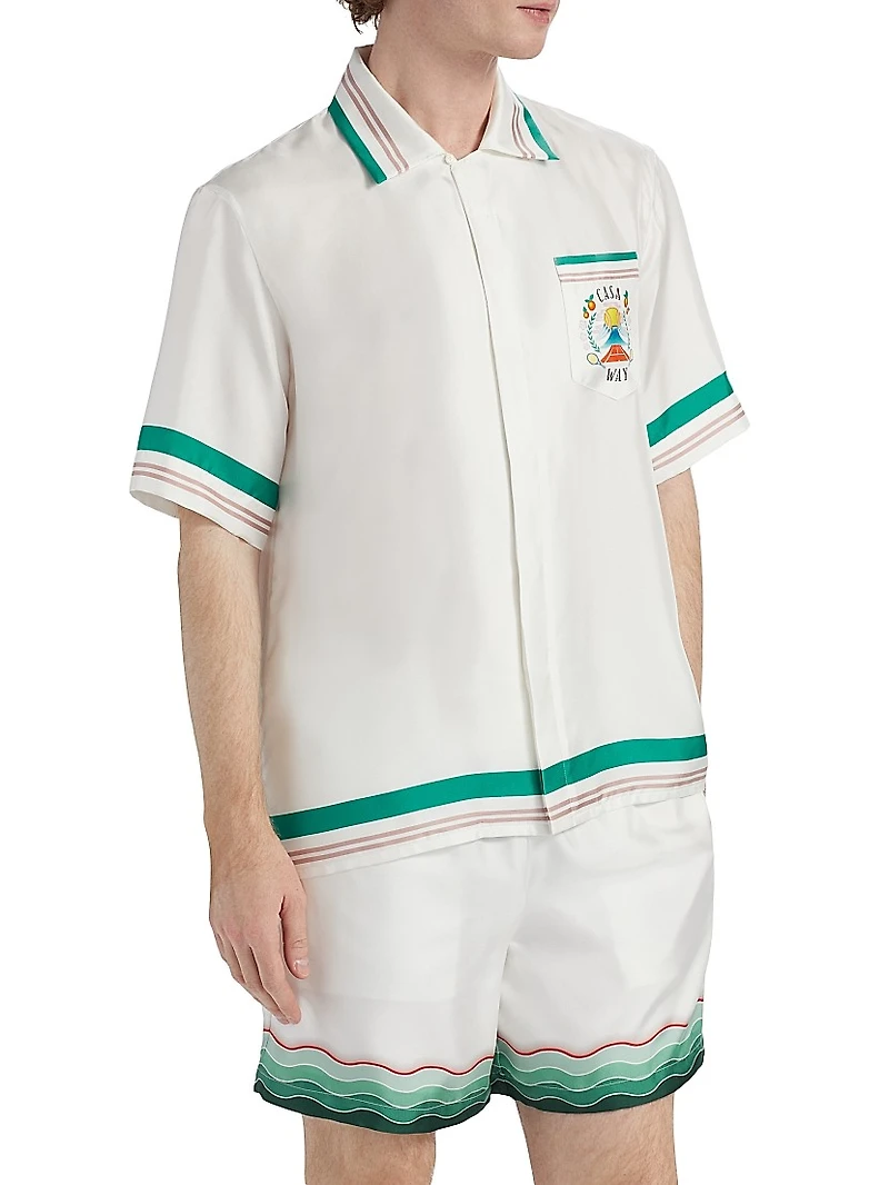 Cuban Collar Silk Shirt