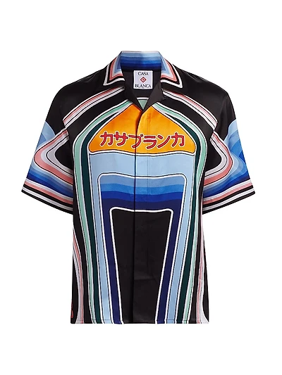 Printed Silk Cuban Collar Shirt