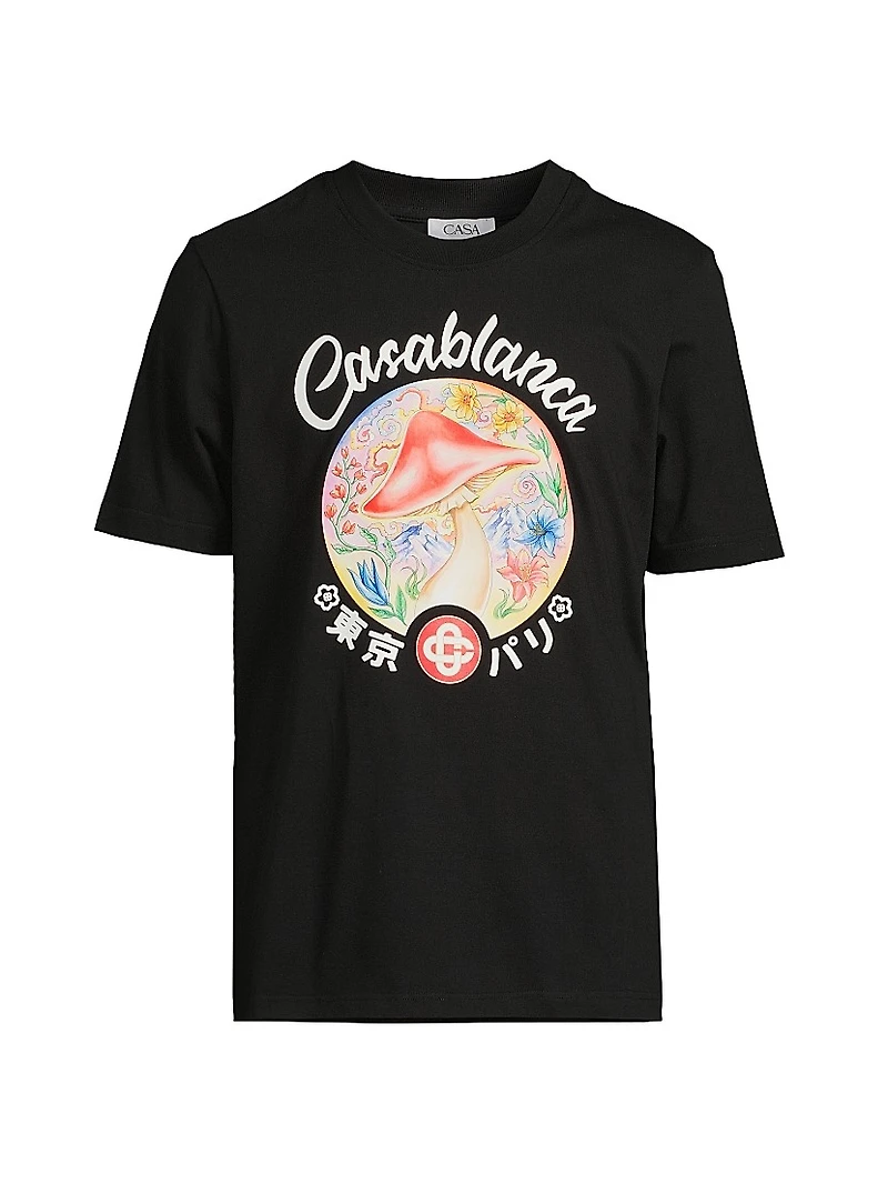 Mushroom Emblem Cotton T-Shirt