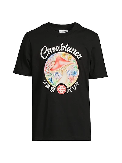Mushroom Emblem Cotton T-Shirt