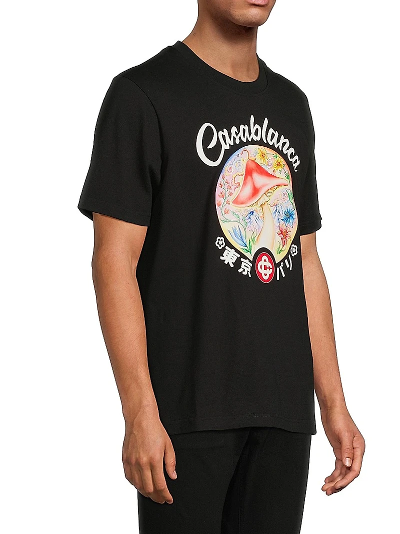 Mushroom Emblem Cotton T-Shirt