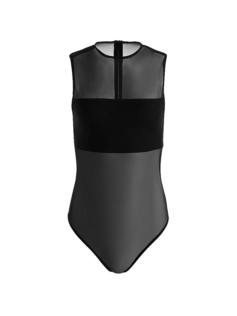 Bandeau Sleeveless Mesh Bodysuit