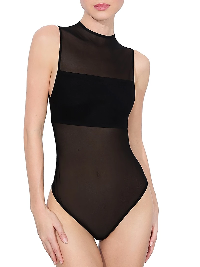 Bandeau Sleeveless Mesh Bodysuit