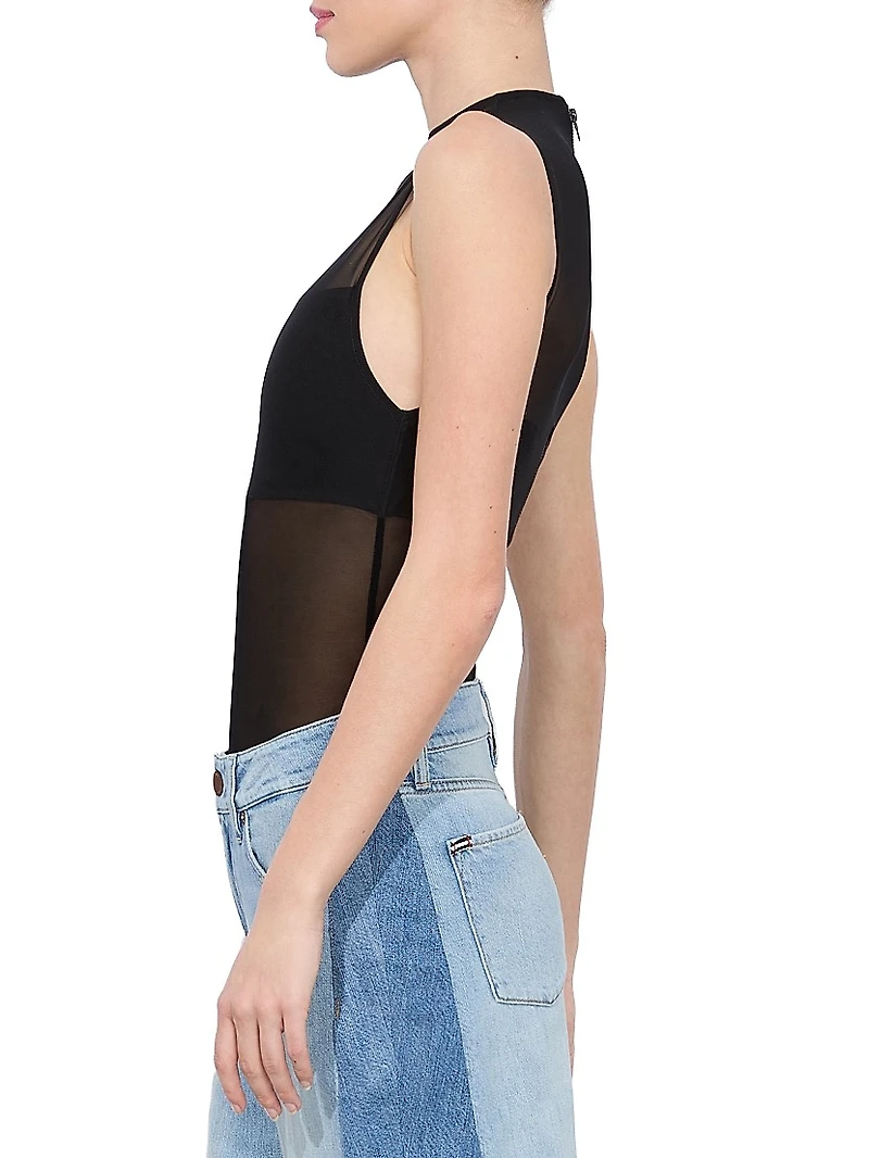 Bandeau Sleeveless Mesh Bodysuit