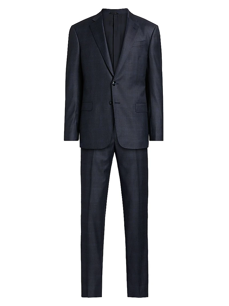 Windowpane Plaid Wool-Silk Suit