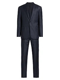 Windowpane Plaid Wool-Silk Suit
