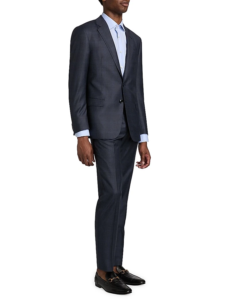 Windowpane Plaid Wool-Silk Suit