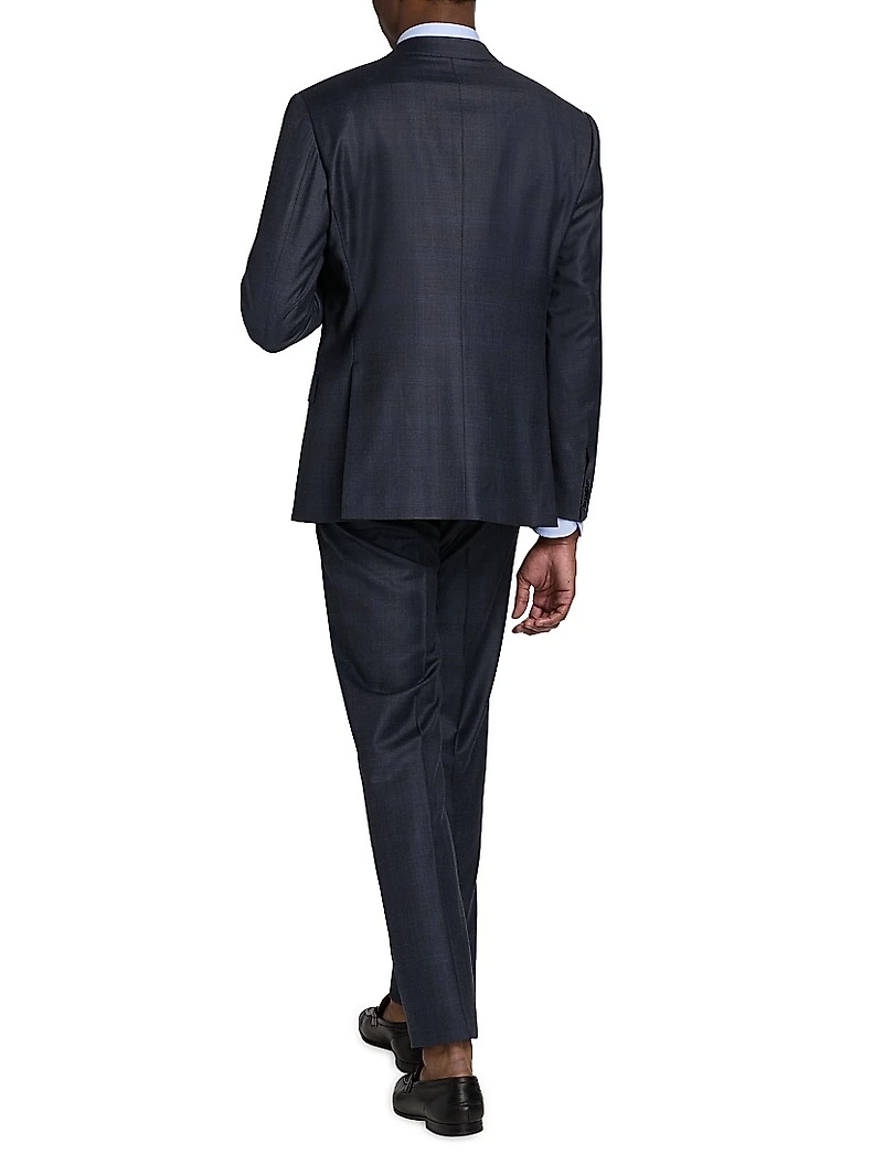 Windowpane Plaid Wool-Silk Suit