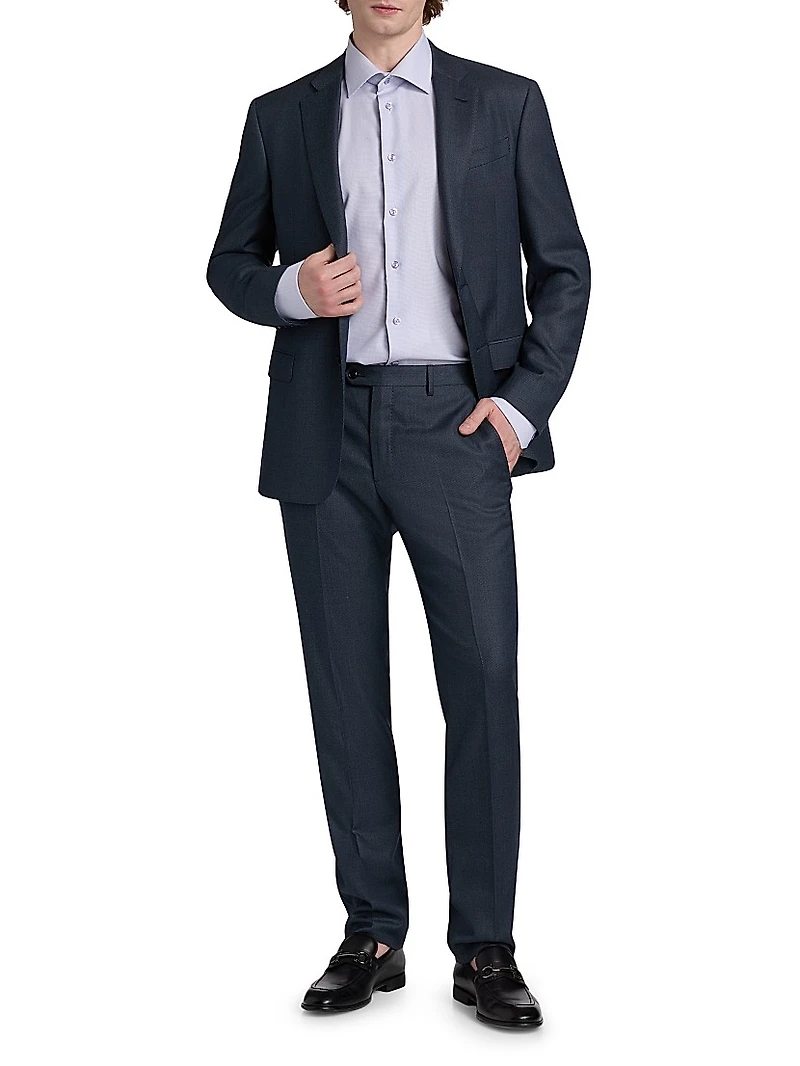 Nailhead Wool-Cashmere Suit