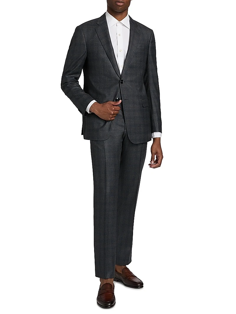 Windowpane Plaid Wool-Cashmere Suit