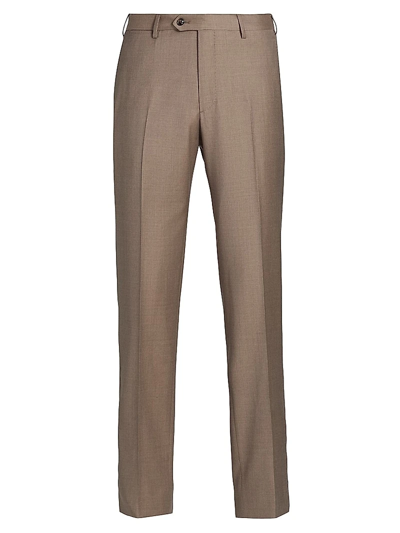 Wool Flat-Front Trousers