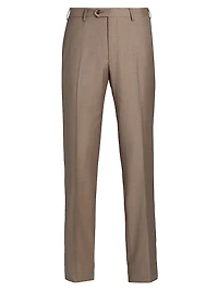 Wool Flat-Front Trousers