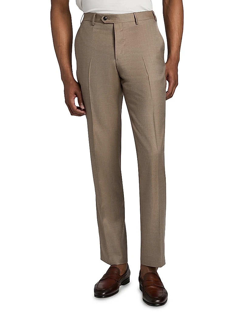 Wool Flat-Front Trousers