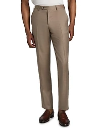 Wool Flat-Front Trousers