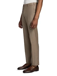Wool Flat-Front Trousers