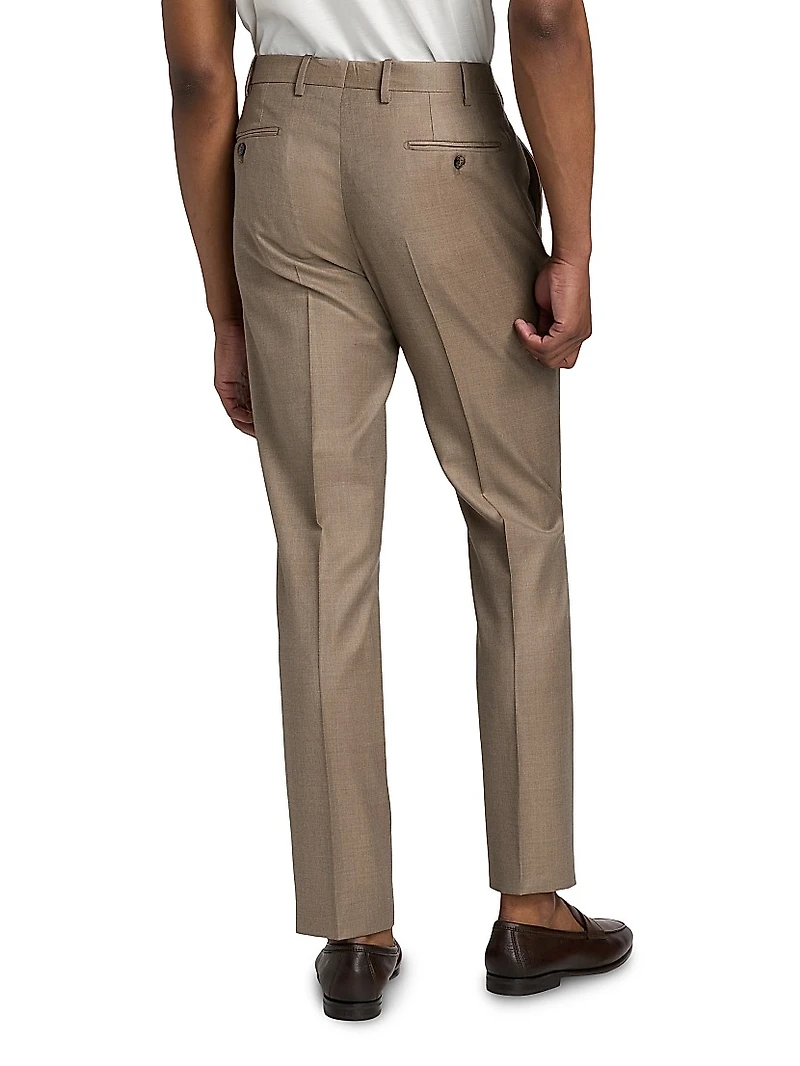 Wool Flat-Front Trousers