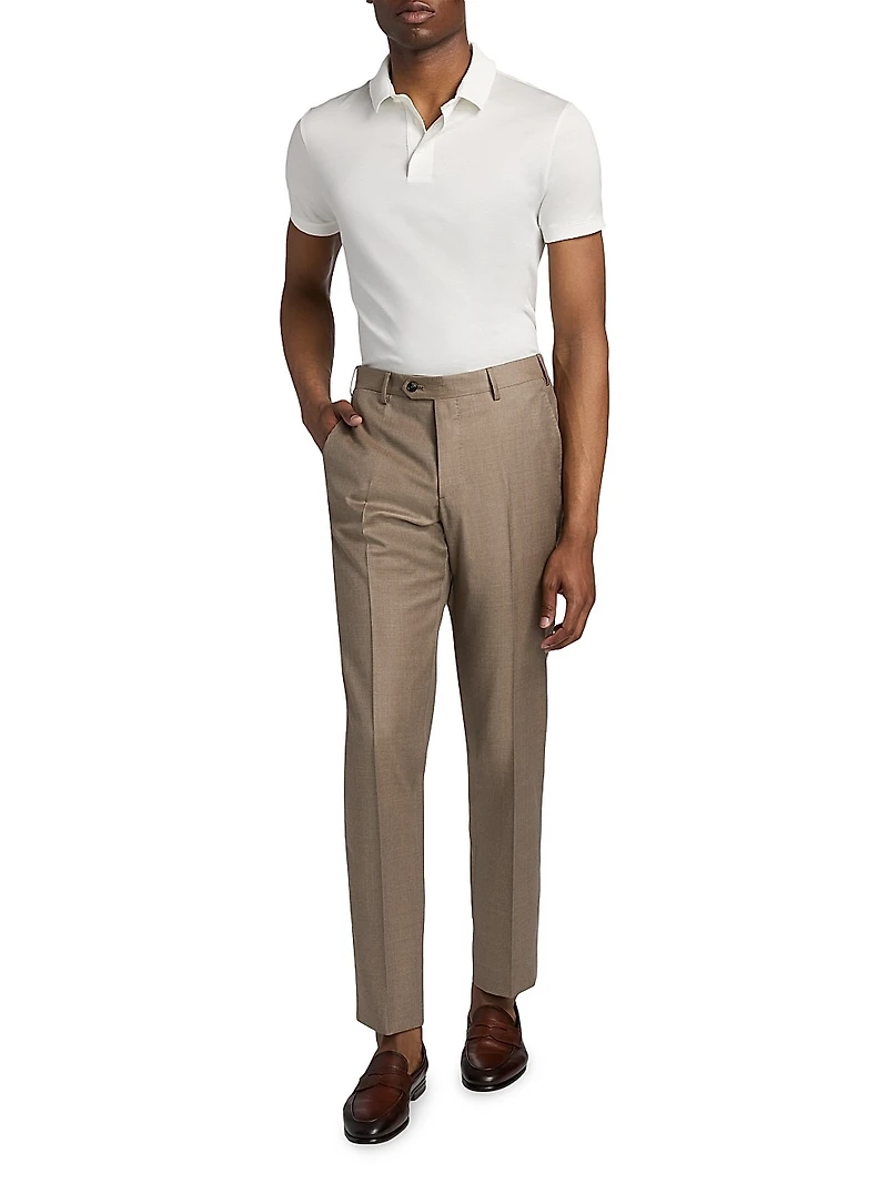 Wool Flat-Front Trousers