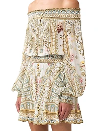 Printed Off-The-Shoulder Silk Minidress