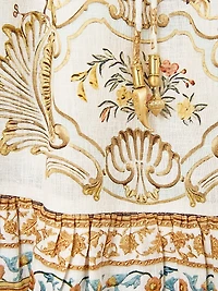 Embroidered V-Neck Linen Minidress