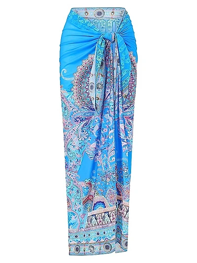 Printed Tie-Front Long Sarong