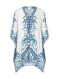 Lace-Up Printed Silk Kaftan