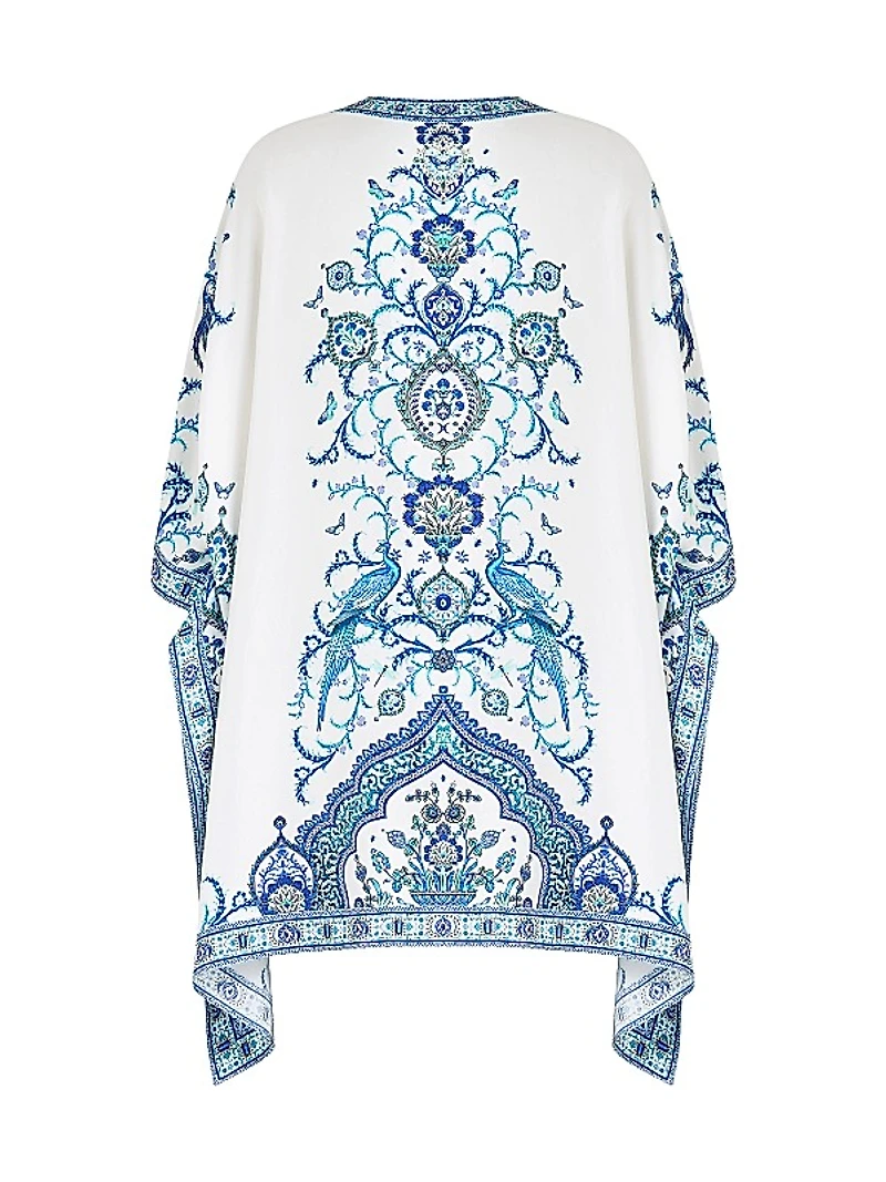 Lace-Up Printed Silk Kaftan