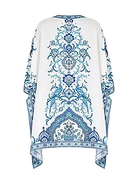 Lace-Up Printed Silk Kaftan