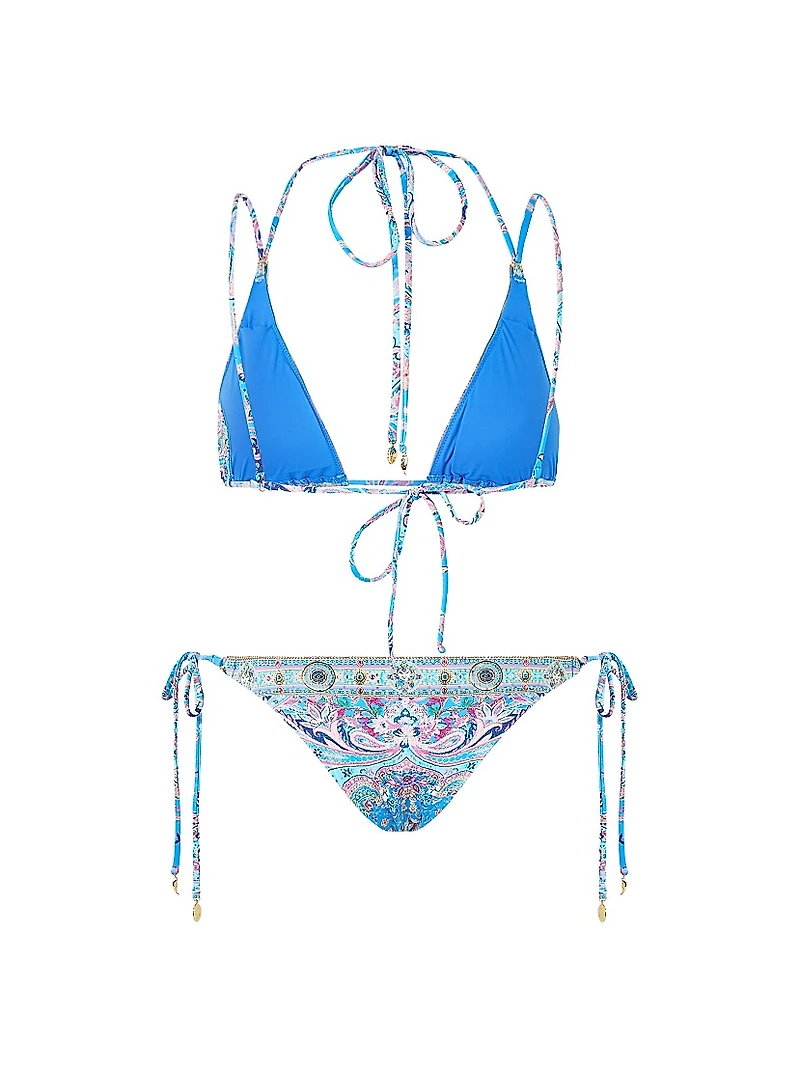 3-Piece Paisley Bikini & Sarong Set