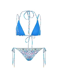 3-Piece Paisley Bikini & Sarong Set