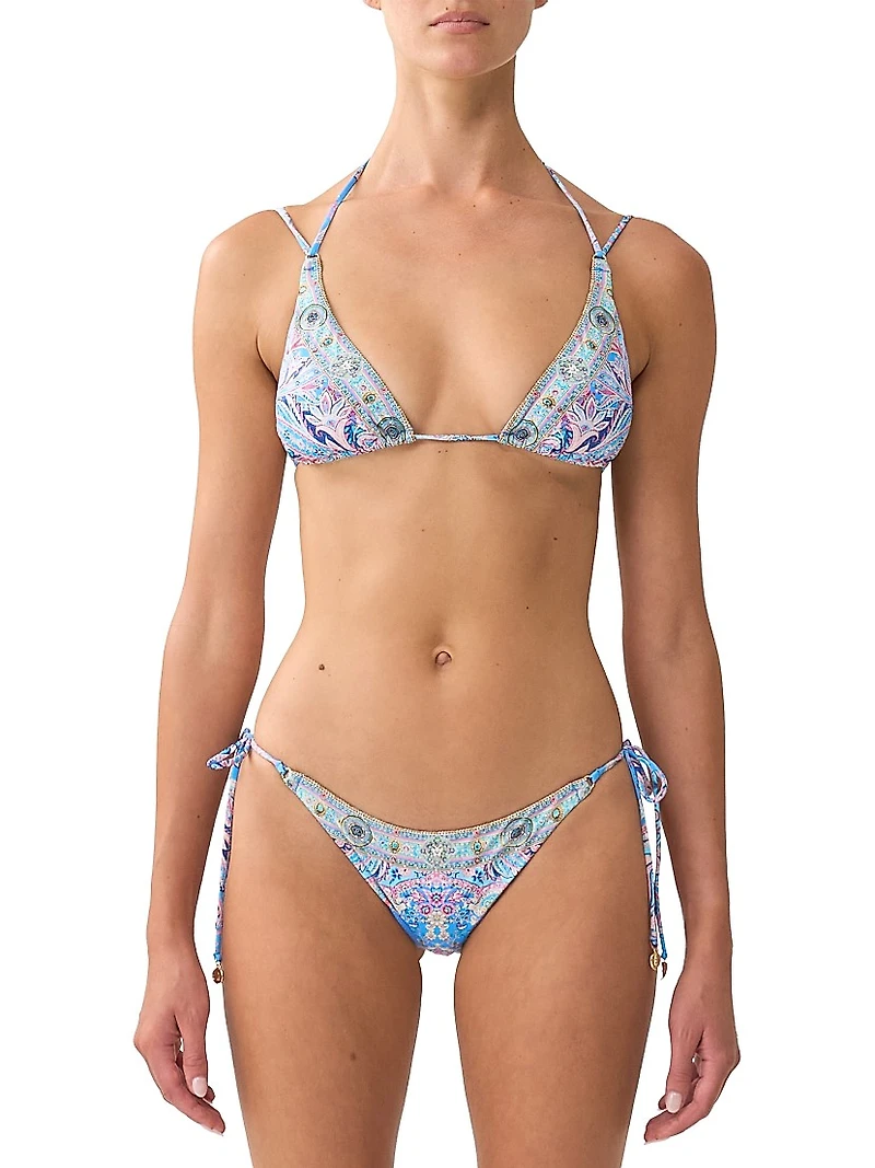 3-Piece Paisley Bikini & Sarong Set