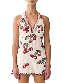 Cherry-Print Linen Romper