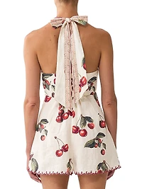 Cherry-Print Linen Romper