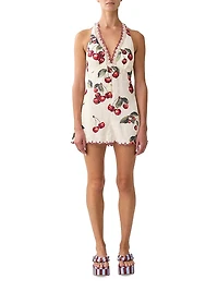 Cherry-Print Linen Romper