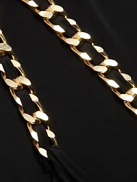 Chain Strap Tie-Waist Halter Gown