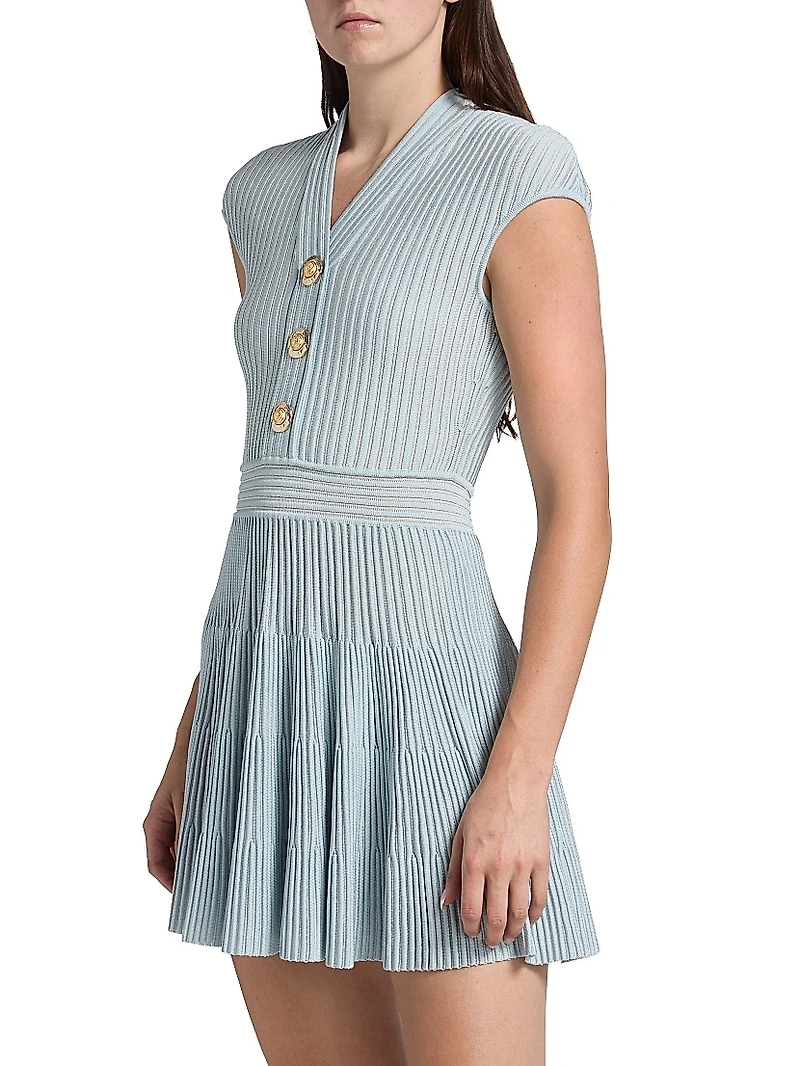 Rib-Knit Cap-Sleeve Minidress