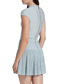 Rib-Knit Cap-Sleeve Minidress