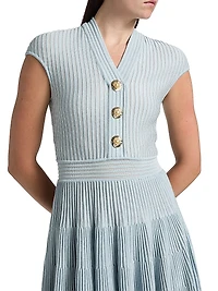 Rib-Knit Cap-Sleeve Minidress