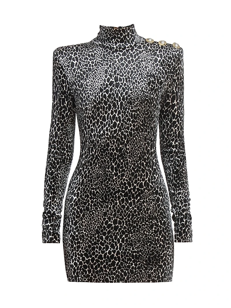 Leopard-Print Velvet Body-Con Minidress