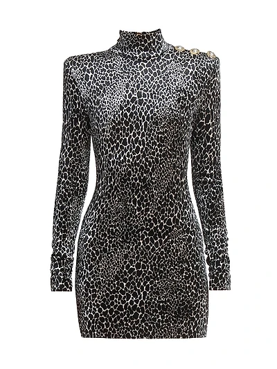 Leopard-Print Velvet Body-Con Minidress