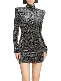 Leopard-Print Velvet Body-Con Minidress