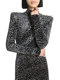Leopard-Print Velvet Body-Con Minidress