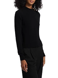 Button-Shoulder Cashmere-Wool Sweater