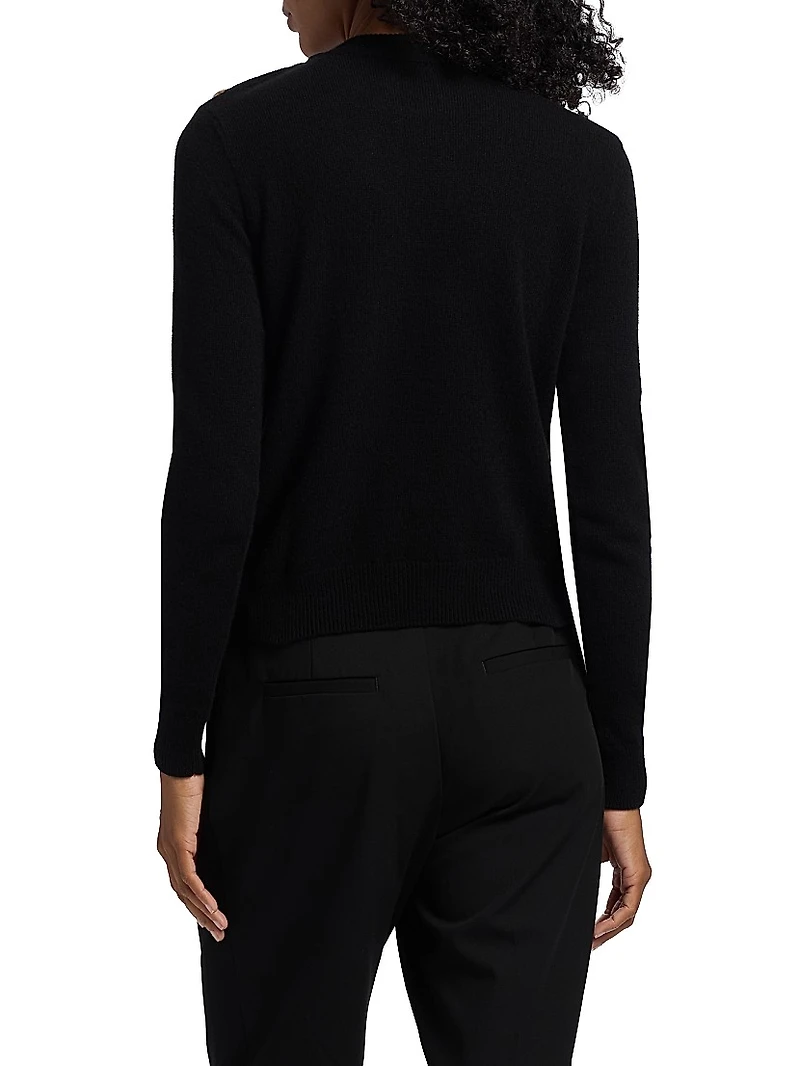 Button-Shoulder Cashmere-Wool Sweater