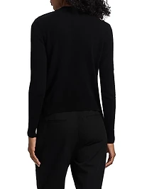 Button-Shoulder Cashmere-Wool Sweater