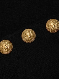 Button-Shoulder Cashmere-Wool Sweater
